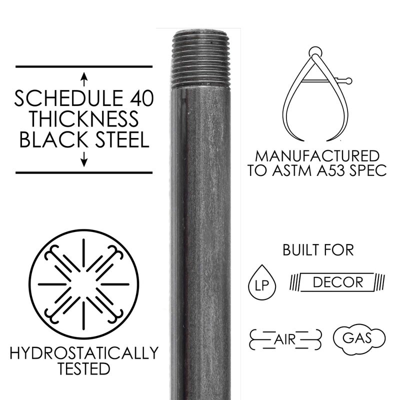 PIPE DECOR PIPE DÃ‰COR 1/2â€ x 12â€ Malleable Cast Iron Pipe Nipple, Pre Cut Connectors, Industrial Steel Grey Fits Standard Half Inch Black Threaded Pipes Nipples and Fittings, Build Vintage DIY Furniture, 6 Pack - Image 4